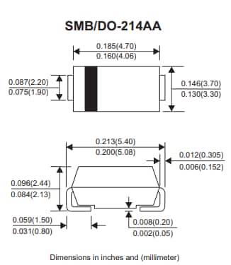 Mechanical Drawing - Comchip Technology RS3xB-HF SMD Fast Recovery Rectifiers Mechanical Drawing - Comchip Technology RS3xB-HF SMD Fast Recovery Rectifiers